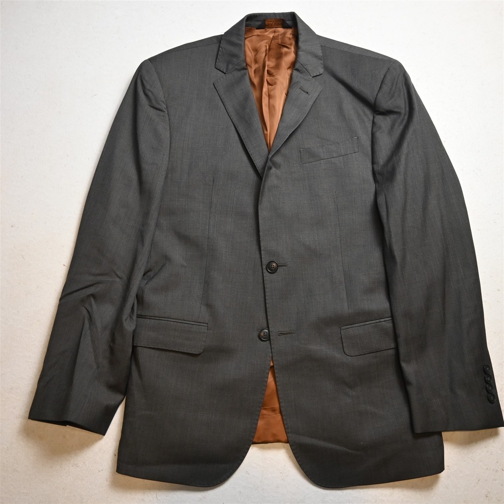 Jos A Bank 40R Gray Glenn Plaid 100% Wool Slim Mens Blazer Jacket Sport Coat